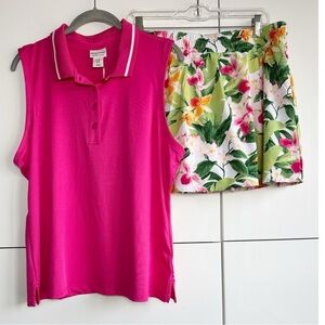 Tommy Bahama Golf 2-PC Set Skort & Top Pink Tropical Size XL NWT